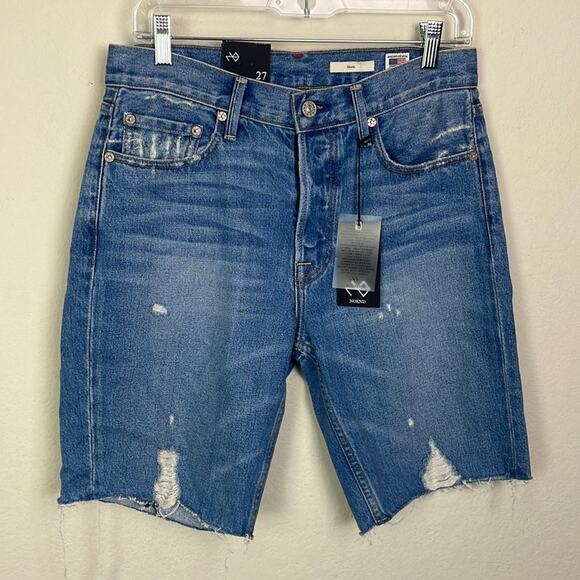 New! Nordstrom’s NOEND distressed bermuda length jean shorts women’s 27 - Picture 1 of 15